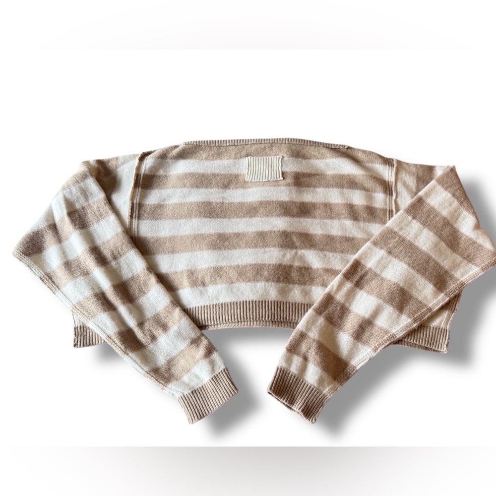 We the Free Free People Knit Sweater Into the Blue Wool Blend Cropped Pullover - Picture 6 of 9